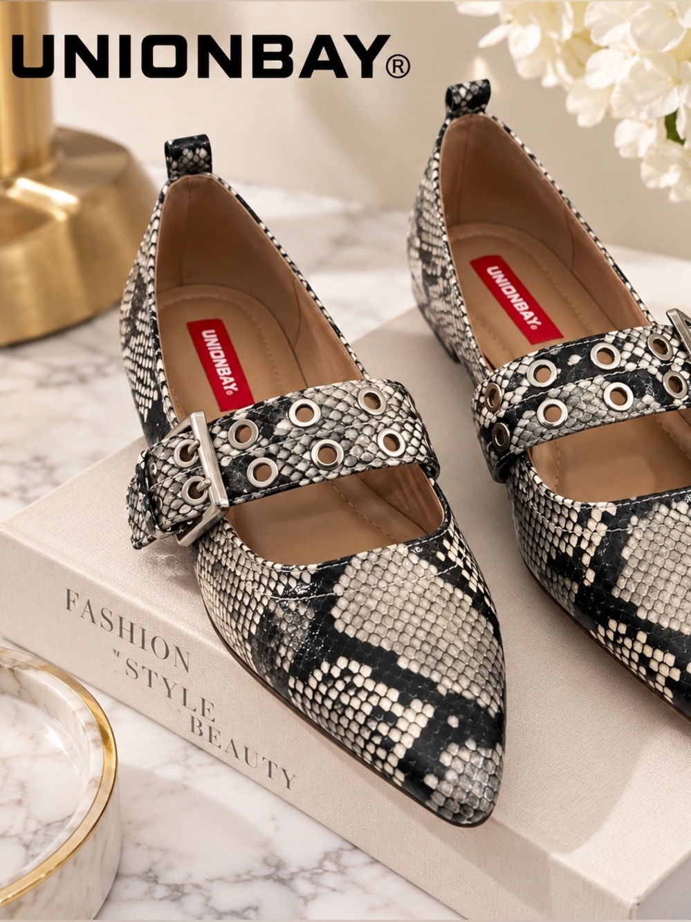 NWT Unionbay Clarice Snake Print Mary Jane Flats – Size 7.5